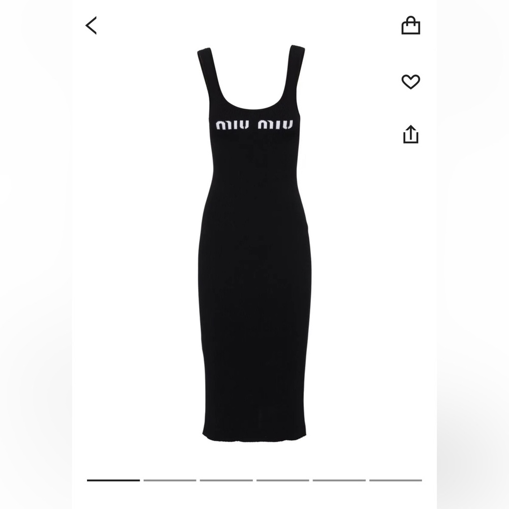 Authentic Miu Miu black logo print open back dress 36